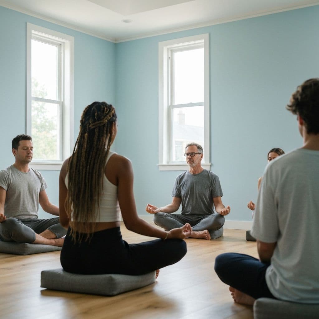 Group meditation sitting in circle